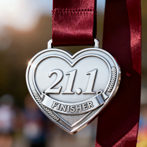Hochwertige hübsche Herzform Harf Marathon Finisher Medaillen Großhandel personal isierte Souvenir Sports Race Award Metall medaille - Product Image 3