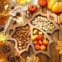 Esdoornblad-Vormige Houten Dienblad Voor Huisdecoratie Thanksgiving Fruitschaal Voor Opslag En Serveren Van Voedsel