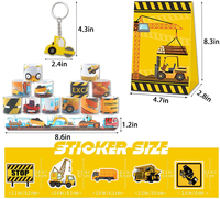 Bouw- en bouwmachines thema verjaardagsfeestje: betonwagen, graafmachine, armbandjes, sleutelhangers, stickers, mini auto's, cadeautjes, goodie bags, attenties
