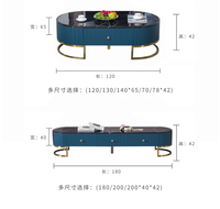 Table basse en marbre de style nordique, combinaison de meuble TV, support TV, longueur 200 cm, plateau élégant