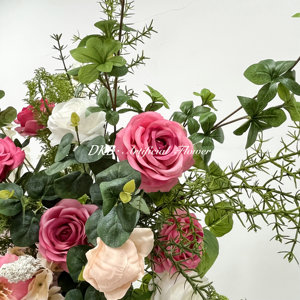 Popular boda flores artificiales decoración boda cuerno arco rosa y blanco flores eventos telón de fondo fiesta arco - Product Image 4