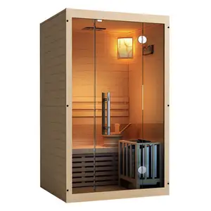 Traditional Classic 2 Persons Sauna Room Customizable Lose Fat Indoor Steam Sauna Harvia Stove Wooden Sauna Indoor with Heater