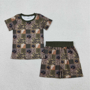 Sibling Baby Boys Deer Ducks Camo Top Pockets Short Hunting Pajamas <b>Clothes</b> Sets - Product Image 2