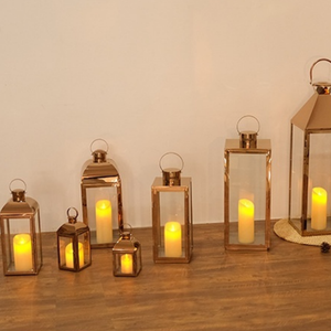 Chandelier de sol carré <span class=keywords><strong>en</strong></span> acier inoxydable de style europé<span class=keywords><strong>en</strong></span>, fait main, coupe-vent, avec bougie électronique pour la décoration de la maison - Product Image 4