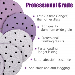 High Quality 6 Inch Purple Ceramic Abrasive Sanding Disc 17 Holes with 150mm Grit 120 Factory Supplied 150mm Polishing <strong>Hook</strong> <strong>Loop</strong> - Product Image 4