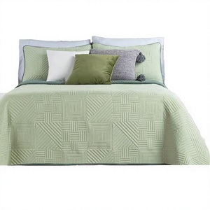 Microfiber Polyester Solid Ultrasonic <b>Comforter</b> <b>Set</b> 3 Pcs for Summer Home & Hotel Use Green Color European-American Style - Product Image 3