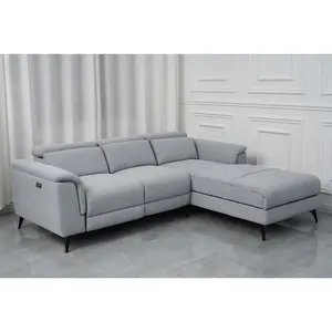Sofá en forma de L para sala de estar, juego de sofás seccionales de tela ajustable gris <span class=keywords><strong>Euro</strong></span> - Product Image 1