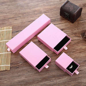 Custom Logo Sliding Drawer Jewelry Box Set <b>Thick</b> Paper Carton Storage for Necklaces and Earrings Pink Black Red - Product Image 3