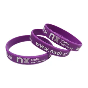 Индивидуальный логотип фиолетовый браслет экологически чистый силиконовый резиновый светящийся браслет