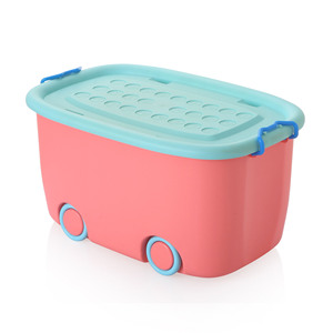 Manufacturer household colorful containers plastic organizer kids toy storage boxes with wheels