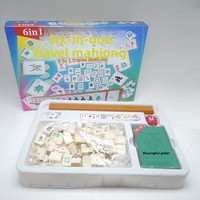 Les fabricants recommandent : Ensemble de voyage six-en-un Mini Mahjong avec impression sérigraphique, dés de distribution, règle de jeu en forme de L, en matériau ABS