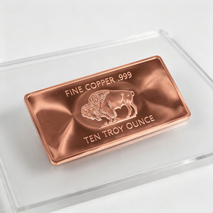 10 Ounce .999 Fine Copper Bullion <b>Bar</b> Embossed Buffalo Pattern Solid Copper <b>Raw</b> Ingot - Product Image 2