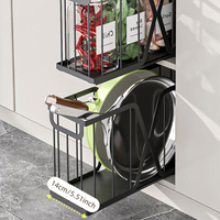 Étagère de rangement pour cuisine en métal noir, support de comptoir, organisateur sous l'évier