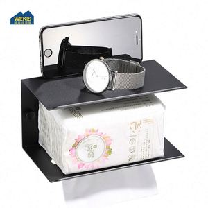 ชั้นวางกระดาษทิชชูติดผนังแบบไม่ต้องเจาะ สแตนเลสสีดำหรูหรา ติดตั้งง่ายด้วยกาวในตัว เหมาะสำหรับโรงแรม ฟิตเนส และห้องน้ำ - Product Image 4