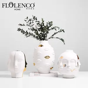 مزهرية الزهور الإبداعية من Flolenco, مزهرية سيراميك حديثة وفاخرة للديكور الداخلي