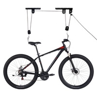 Ensemble de palan à vélo en bois robuste support de plafond de Garage pratique cintres de stockage de vélos échelle suspendue réglable ascenseurs poulies