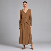 Ensemble Cardigan Plissé et Jupe Longue Femme Style Miyake Plissé Deux Pièces Col V Ourlet Asymétrique Tenues Vente en Gros Boutique Nouveauté