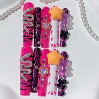 Tacana 10 autocollants pour ongles, strass complets, serpent métallique argenté, style français 3D, décoration d'ongles de luxe de haute qualité