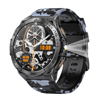 Montre connectée K71 pour sports de plein air avec lampe torche LED, fonction d'appel, suivi du sommeil, moniteur de fréquence cardiaque, mesure de la pression artérielle, étanche 3ATM.