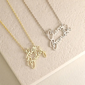 Personalisierte Halskette mit Zwei Englischen Namen Minimalistisch Eleganter Edelstahl-Schmuck für Familienfeiern Geburtstagsgeschenk N2603310 - Product Image 2