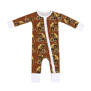 Pijamas <span class=keywords><strong>de</strong></span> bambú para bebés superventas con estampado <span class=keywords><strong>de</strong></span> talla grande, monos neutros para bebés, mono <span class=keywords><strong>de</strong></span> manga larga con cremallera <span class=keywords><strong>de</strong></span> bambú para recién nacidos - Product Image 4