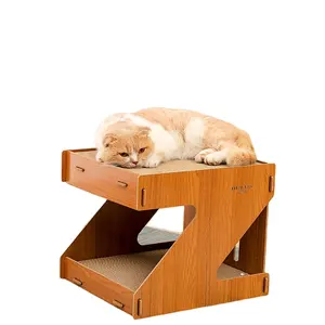 Venta caliente en América Garras de frotamiento de madera maciza usar juego dormir uno no puede dejar migajas gato rascador CA