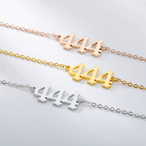 HOVANCI Vente en gros Bracelet de cheville en acier inoxydable or 18 carats Bijoux pour femmes Bracelet de cheville sans ternissement <span class=keywords><strong>111</strong></span> -- 999 Lucky Angel Number - Product Image 3