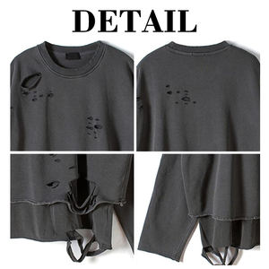 เสื้อยืดแขนยาวผู้ชาย KingSen สไตล์วินเทจ สองชั้น ผ้าดิบ ทรงหลวม คอวี ตัดเย็บแบบดิบ เป็นมิตรต่อสิ่งแวดล้อม ผ้าฝ้าย 100% - Product Image 6