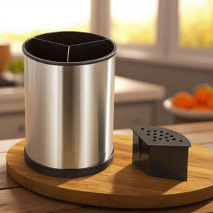 Estante multifuncional de acero inoxidable para cocina al por mayor, tubo de almacenamiento giratorio de 360 grados para cuchillos y cubiertos en Stock - Product Image 2