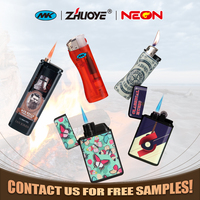 Briquet Jumbo Ningbo à allumage piézo 9 mm en plastique avec pierre à feu