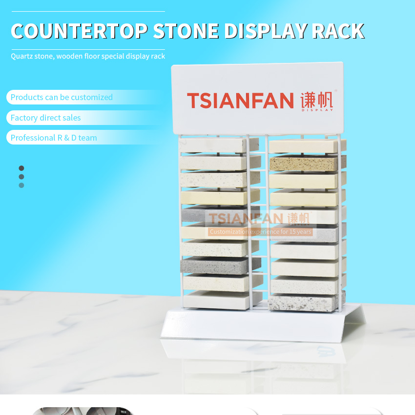 Tsianfan Factory Stone Desk Stand Table Top Granite Ceramic Marble Sample Showcase Countertop Tile Display Rack