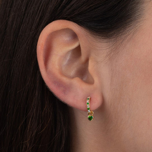 CANNER <b>Sterling</b> <b>Silver</b> Heart Pendant Huggie Earrings Pink Green Zirconia Heart Stone Classic <b>Hoop</b> Earrings 18k 14k - Product Image 4