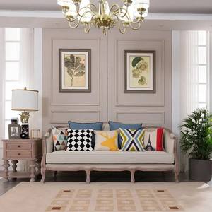 كنبة ريفية في الولايات المتحدة من الكتان منجدة بثلاثة مقاعد كنبة فرنسية كلاسيكية لغرفة المعيشة - Product Image 6