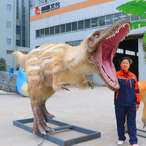Dinosaure animatronique Tyrannosaurus Rex grandeur nature à commande par bouton pour parc à dinosaures jurassique, modèle robotique à plumes - Product Image 3