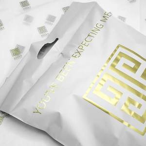 Self Seal Poly Mailing Bags Custom Logo White Personalised Shipping Bags Clothing Business Plastic Carrier <b>Pouch</b> with Handle - Product Image 2