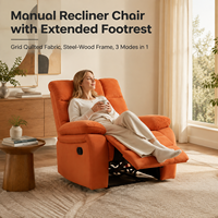 Canapé inclinable électrique VANBOW en tissu respirant orange avec repose-pieds extensible pour salon