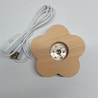 Lampe LED de chevet à base en bois en forme de pétale, 7 couleurs changeantes, 10 000 heures d'autonomie, design moderne, USB, pour chambre à coucher - Vente directe usine