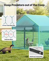 Poulailler en métal pour 4-6 poulets, 3.3x6.6x3.3ft, avec couverture imperméable, double entrée, toit en pente, enclos pour volailles, compatible avec les poulaillers en bois