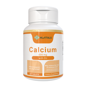 Tabletas de Suplemento de Calcio de Marca Privada OEM, Tabletas de Suplemento de Calcio 500mg con Calcio y Vitamina D3 - Product Image 1