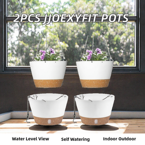Jardinières suspendues de 8 pouces et 10 pouces pour plantes d'intérieur et d'extérieur, lot de 2, <span class=keywords><strong>pot</strong></span> <span class=keywords><strong>suspendu</strong></span> auto-arrosant - Product Image 3