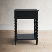 Nouvelle table de chevet en bois avec 1 tiroir et étagère ouverte Table de chevet noire classique avec 4 pieds