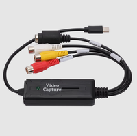 Adaptor Pengambilan Video Tipe C RCA S Video AV ke USB C Converter untuk VHS VCR DVD Digitizing Plug and Play