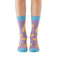 Chaussettes amusantes en coton confortables mi-mollet pour femmes – Chaussettes fantaisie, douillettes, originales, tendance, respirantes et imprimées