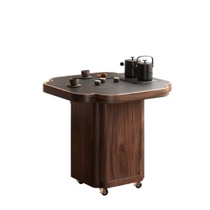 Mesa de Té Moderna de Madera Maciza con Forma de Trébol de Cuatro Hojas, 68x68 cm, Móvil, para Sala de Estar u Oficina - Product Image 5