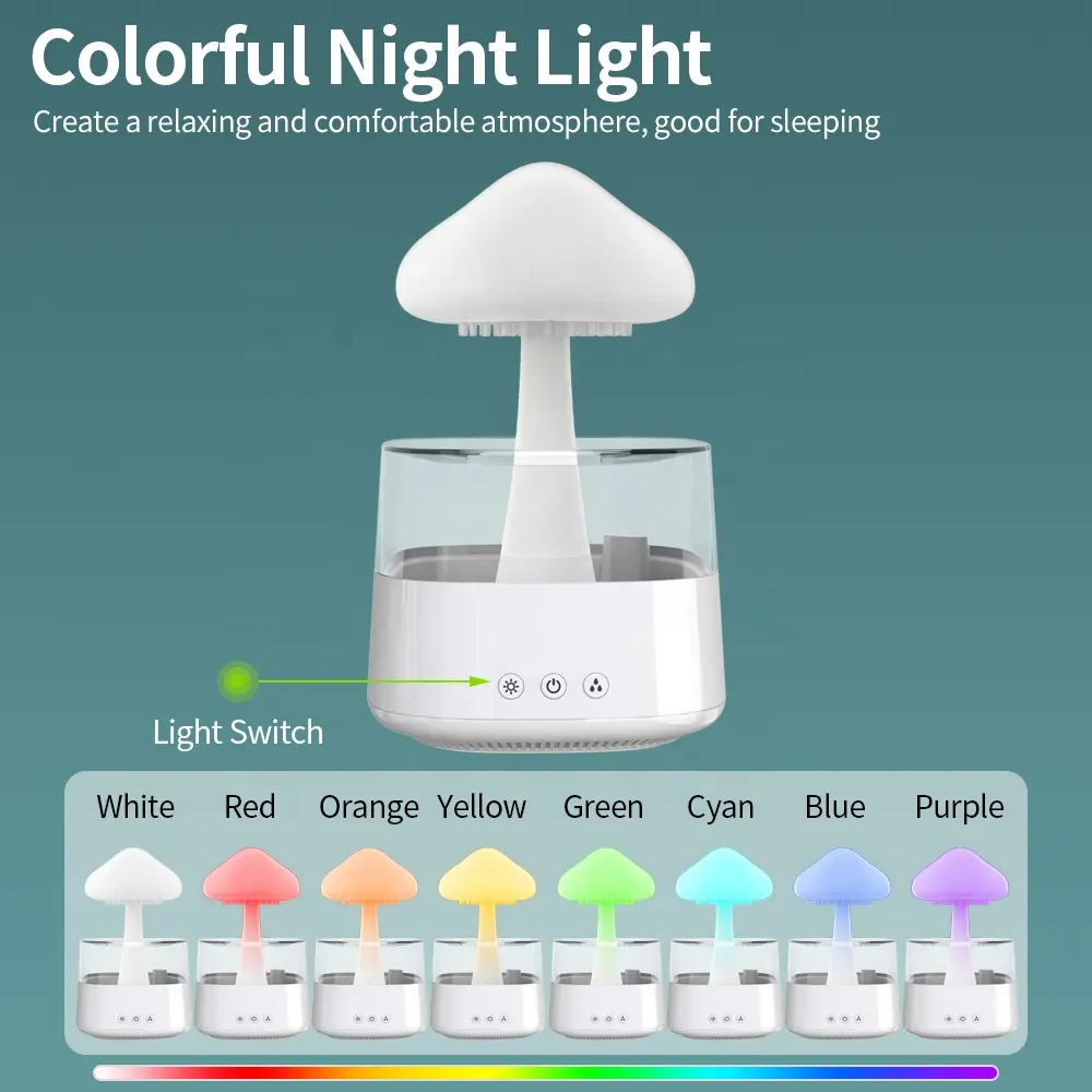 बेडरूम घर कार्यालय घरेलू अल्ट्रासोनिक शांत धुंध बारिश बादल humidifier स्मार्ट बिजली खुशबू डिफ्यूज़र के साथ रात को प्रकाश