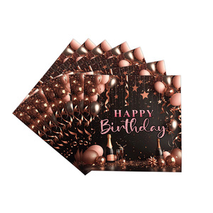Happy Birthday Party Supplies Kit Paper <b>Plates</b> Cups Napkins Rose Gold Pink Theme <b>Disposable</b> Tableware Set - Product Image 2