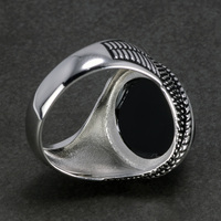 Zabra — bagues turques en argent Sterling pour hommes, anneau Signet, style rétro Antique, bijou ovale en pierre d'agate noir