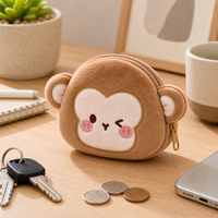 Porte-monnaie en peluche singe mignon, pochette douce en peluche, sac à monnaie de dessin animé, cadeau pour étudiants