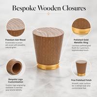 Capuchon de parfum sur mesure en bois de frêne avec anneau métallique doré, couvercle en bois de luxe pour diffuseur à bâtonnets et flacon d'huile essentielle, logo personnalisé