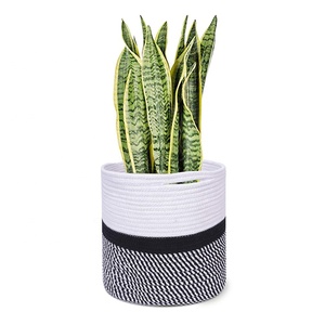 Modern Cotton Rope Plant Basket Woven Storage Basket for Floor Indoor Planter